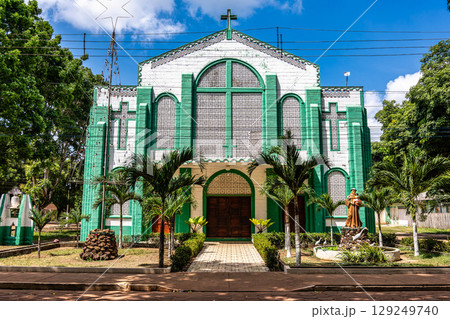 Parish of Saint Anthony of Padua in Belterra, Para in Brazil. American village built by Henry Ford 129249740