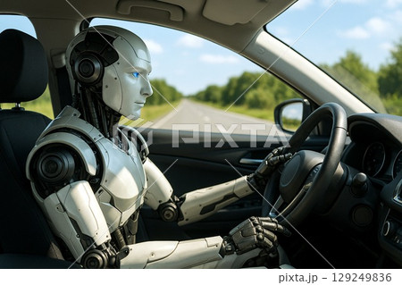 自動車を運転するロボット 129249836