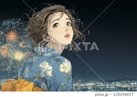 美優シリーズ:花火を見に来た浴衣の女性 美優シリーズ:花火を見に来た浴衣の女性 129249857