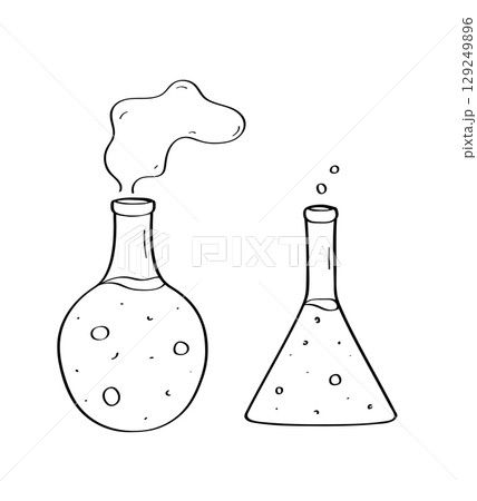 Glass test tube for chemical experiments icon. Vector doodle illustration isolate on a white background. 129249896