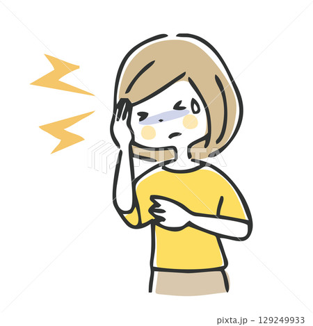 頭が痛い女性のイラスト 頭が痛い女性のイラスト 129249933