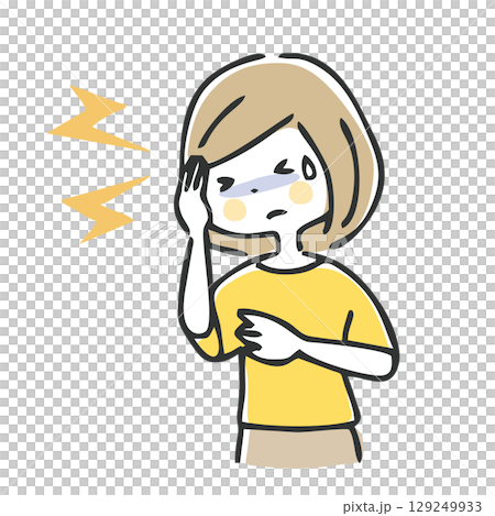 頭が痛い女性のイラスト 頭が痛い女性のイラスト 129249933
