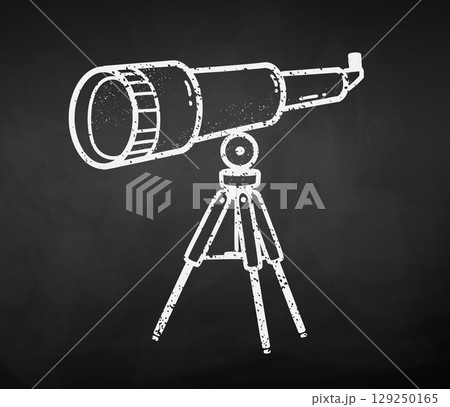 Vector illustration of chalk drawn telescope 129250165