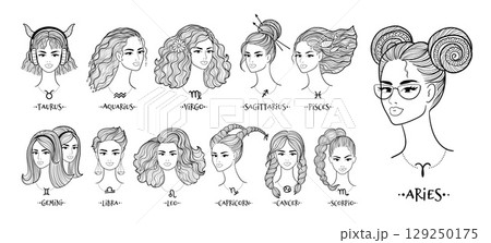 Vector illustration of zodiac girls 129250175