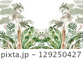 jungle watercolor wallpaper with tropical leaves illustration palms bananas for kids 129250427