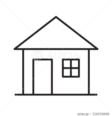 Small house line icon. Real estate and property concept. 129250686