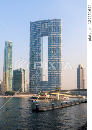 Dubai, UAE - September 26, 2024 Water transport of Dubai sea canals, convenience and comfort of movement. Editorial 129251694