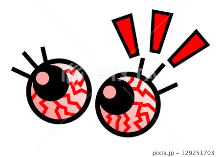 目を血走らせて凝視してチェックと確認をする目玉のイラスト 129251703