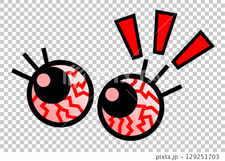 目を血走らせて凝視してチェックと確認をする目玉のイラスト 129251703