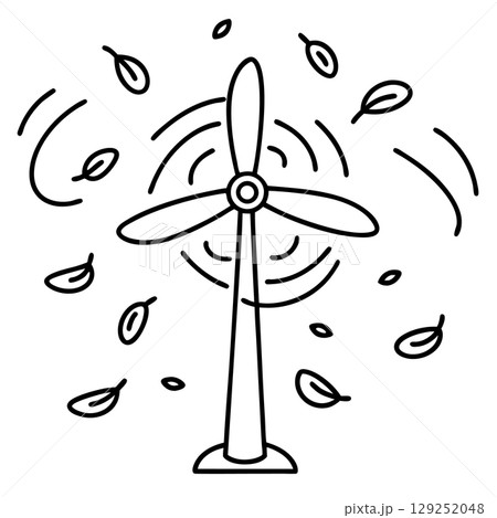 Wind turbine generating energy with swirling leaves eco friendly renewable power, clean air movement concept, AI Generative Wind turbine generating energy with swirling leaves eco friendly renewable power, clean air movement concept, AI Generative 129252048