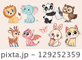 Set of Baby shower woodland cute animals 129252359