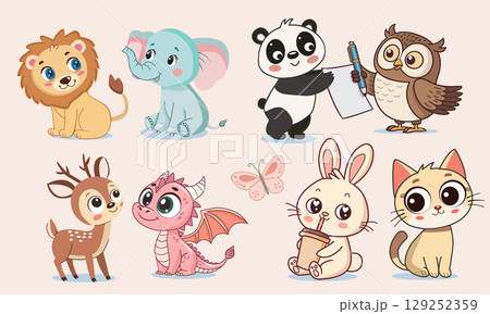 Set of Baby shower woodland cute animals Set of Baby shower woodland cute animals 129252359