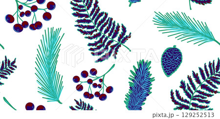 watercolor seamless pattern with branches of pine watercolor seamless pattern with branches of pine 129252513
