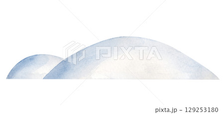 Hand-drawn snowdrifts. Snowdrifts of different sizes on a white isolated background. 129253180