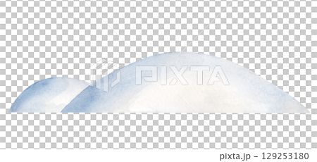 Hand-drawn snowdrifts. Snowdrifts of different sizes on a white isolated background. 129253180