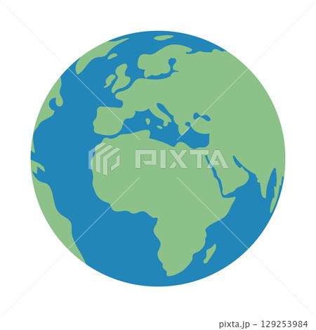 ヨーロッパとアフリカが見える地球イラスト 129253984