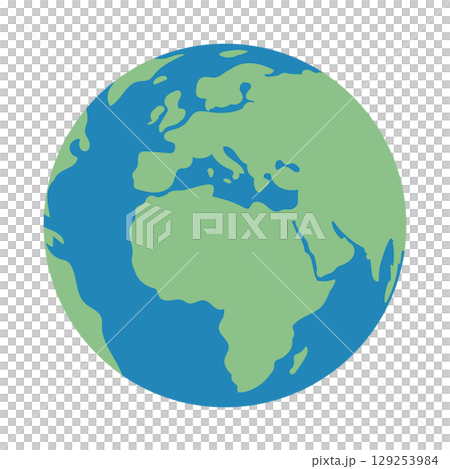 ヨーロッパとアフリカが見える地球イラスト 129253984