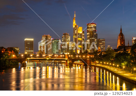 Frankfurt am Main Downtown City Skyline at Night. Hesse, Germany Frankfurt am Main Downtown City Skyline at Night. Hesse, Germany 129254025