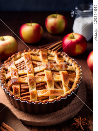 美味しそうなアップルパイ 129254049