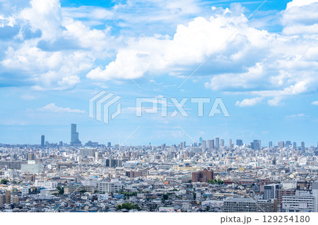 晴れの日に撮影した大阪中心部の遠景写真 【大阪風景写真】 晴れの日に撮影した大阪中心部の遠景写真 【大阪風景写真】 129254180