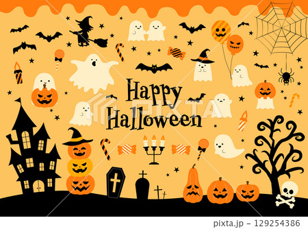 ハロウィン イラスト素材セット ハロウィン イラスト素材セット 129254386