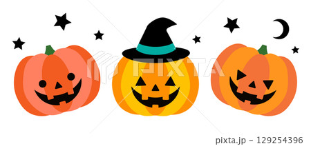 ハロウィン　ジャックオーランタン　イラスト 129254396