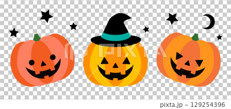 ハロウィン　ジャックオーランタン　イラスト 129254396