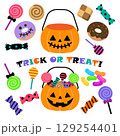 ハロウィンのお菓子　トリックオアトリート　イラスト 129254401