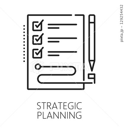 Strategic planning life skills line icon or emblem. Human potential linear vector icon, personal strategic planning ability sign. People life skills symbol with To Do checklist or plan document Strategic planning life skills line icon or emblem. Human potential linear vector icon, personal strategic planning ability sign. People life skills symbol with To Do checklist or plan document 129254432