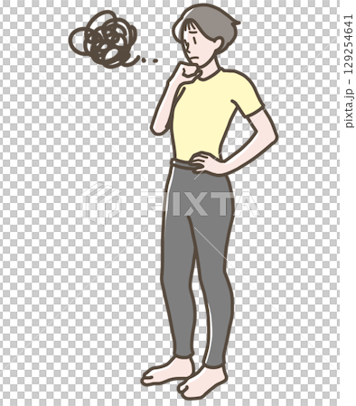 Illustration of a woman in yoga wear having trouble 129254641