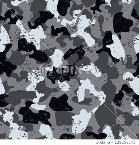 Camouflage texture in gray tones grunge 129255573