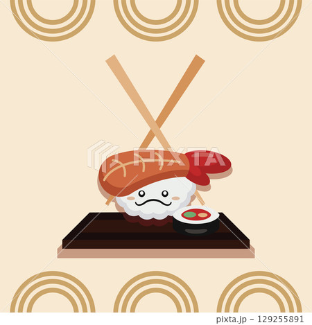 Japanese sushi character. Vector Japanese sushi character. Vector 129255891