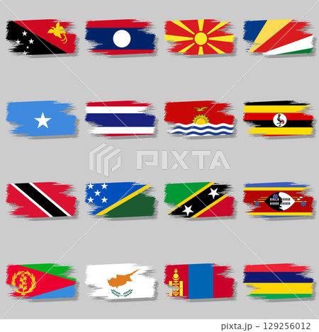 Icon brush by a bunch of national flags 129256012