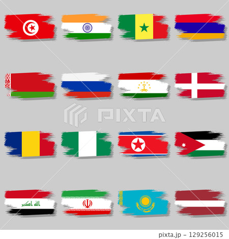 Large set of national flags brush 129256015