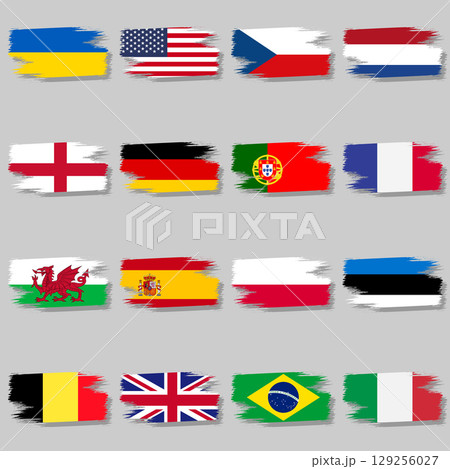 Set of brush style brush with flags 129256027