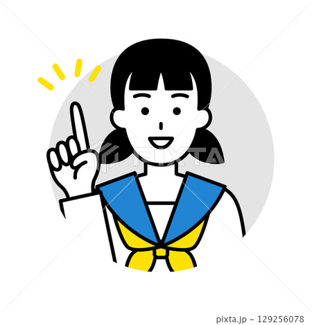 女子学生のアイコン(ひらめく) 女子学生のアイコン(ひらめく) 129256078