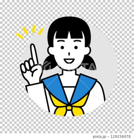 女子学生のアイコン(ひらめく) 女子学生のアイコン(ひらめく) 129256078