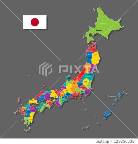 Vector map of Japan Vector map of Japan 129256339