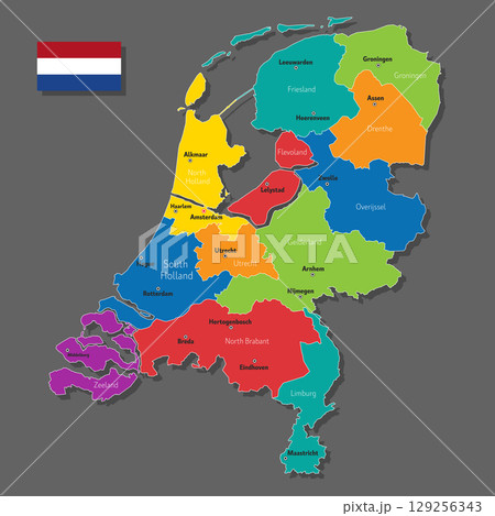 Vector map of Netherlands 129256343