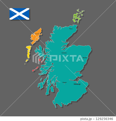 Vector map of Scotland 129256346