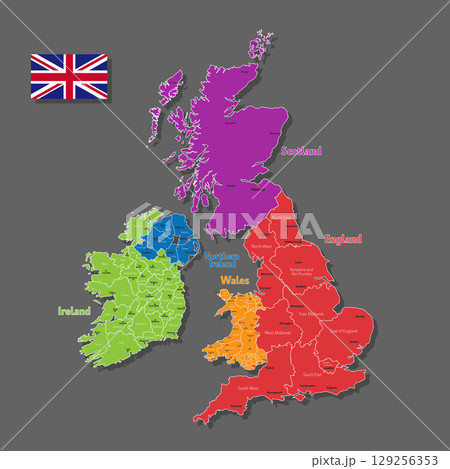 Vector map of United Kingdom Vector map of United Kingdom 129256353