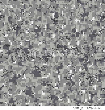 Seamless digital pattern gray camouflage grunge 129256376