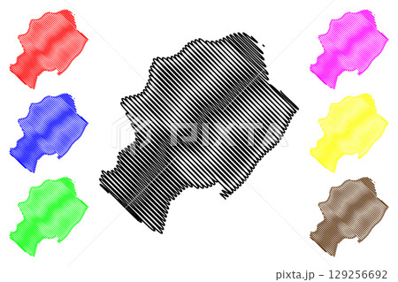 Gloucester City and Non-metropolitan district (United Kingdom of Great Britain and Northern Ireland, ceremonial county Gloucestershire or Glos, England) map vector illustration, scribble sketch map 129256692