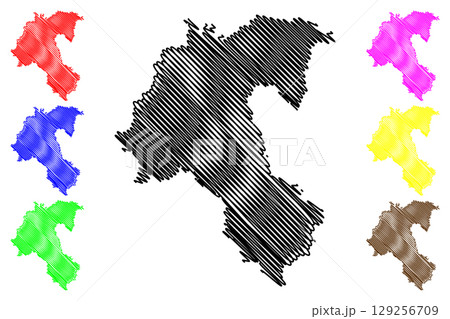 Hambleton Non-metropolitan district (United Kingdom of Great Britain and Northern Ireland, ceremonial county North Yorkshire, England) map vector illustration, scribble sketch map 129256709