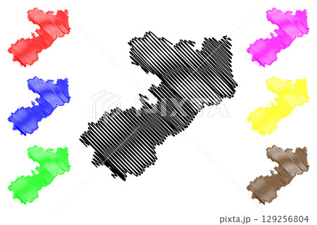 Borough and unitary authority of Cheshire East (United Kingdom of Great Britain and Northern Ireland, ceremonial county Cheshire, England) map vector illustration, scribble sketch map 129256804