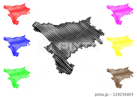 Borough and unitary authority of Cheshire West and Chester (United Kingdom of Great Britain and Northern Ireland, ceremonial county Cheshire, England) map vector illustration, scribble sketch map 129256805