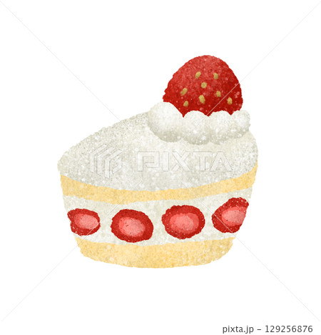 かわいいケーキの手描きイラスト素材 129256876