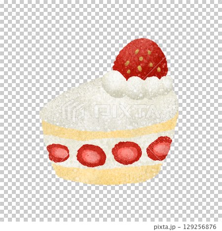 かわいいケーキの手描きイラスト素材 129256876