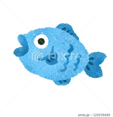 かわいい魚の手描きイラスト素材 129256880