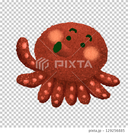 可愛的章魚手繪插畫素材 129256885